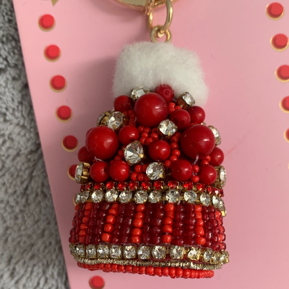 🆕-Piper K Red and Gold Beaded Santa Hat Keychain - Picture 3 of 6